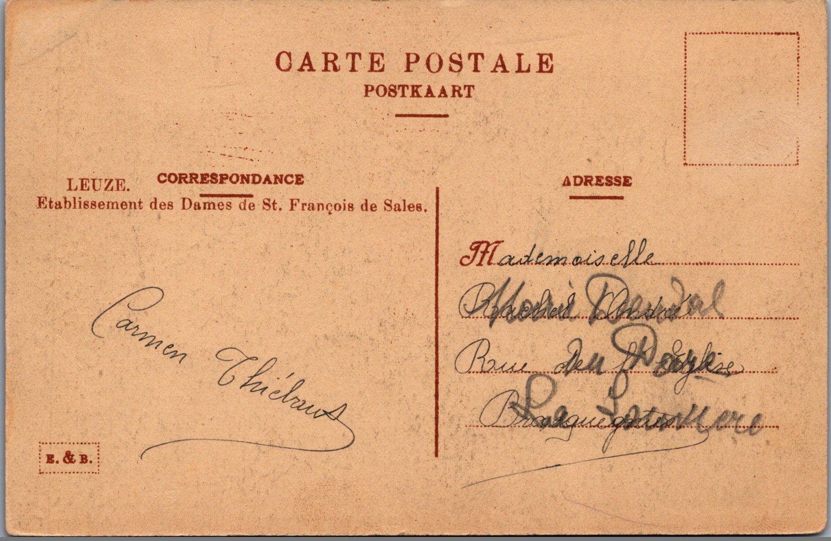 /Belgium/Places/BE_Place_1900-1961_Leuze Etablissement des Dames de St. Francois de Sales UNC.jpg